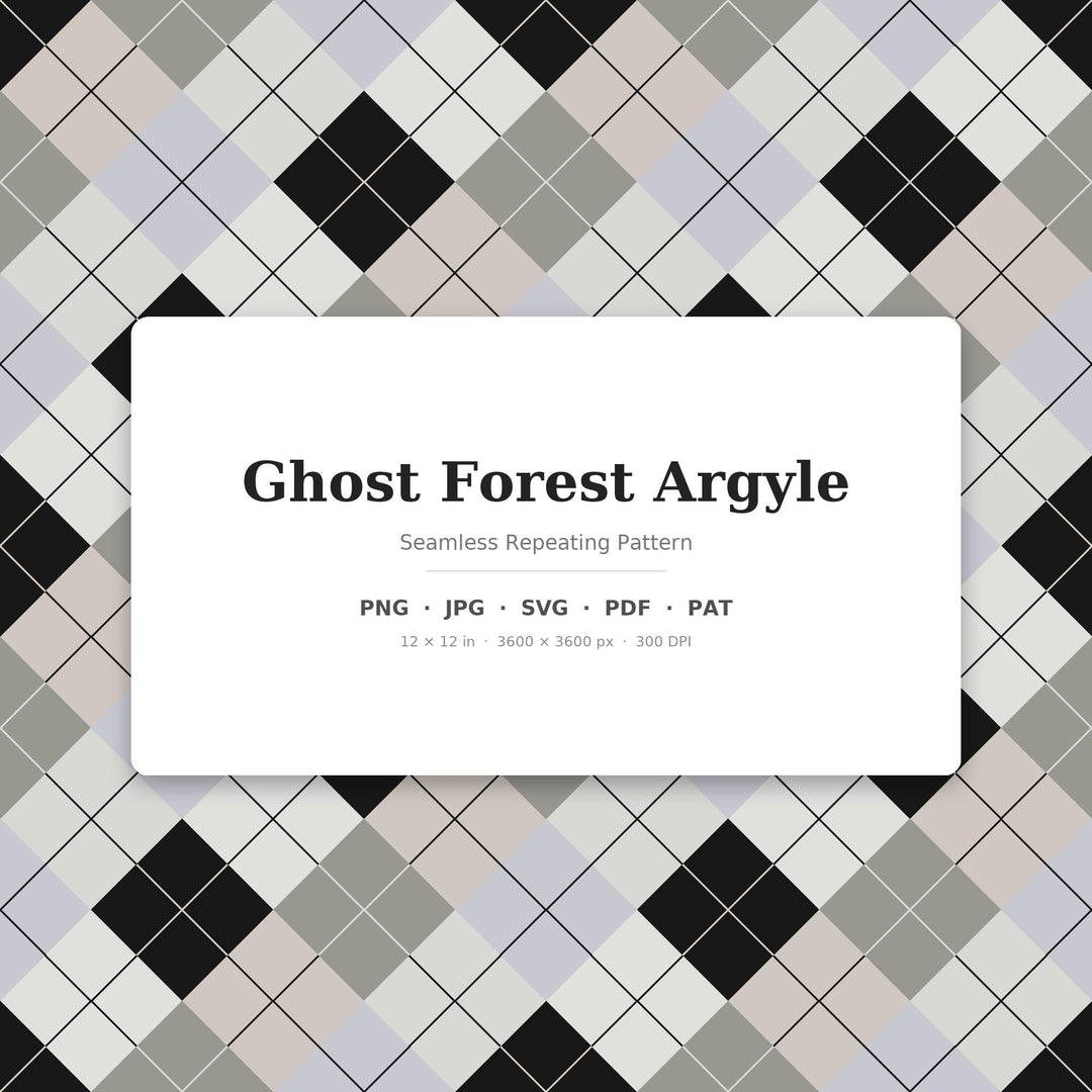 Ghost Argyle Seamless Pattern | Multi-Color Ghost Forest Argyle | .png .jpg .svg .pdf .pat | Digital Paper | Fabric & Surface Design