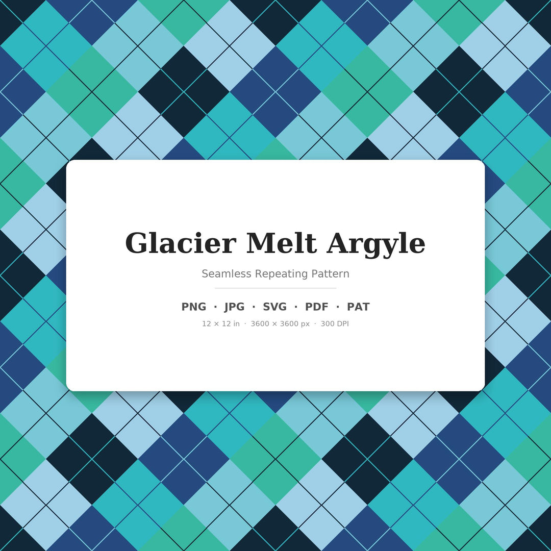 Glacier Argyle Seamless Pattern | Multi-Color Glacier Melt Argyle | .png .jpg .svg .pdf .pat | Digital Paper | Fabric & Surface Design