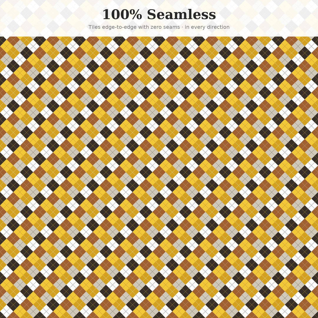 Gold Vein Argyle Seamless Pattern | Multi-Color Fabric Design (Digital Download)