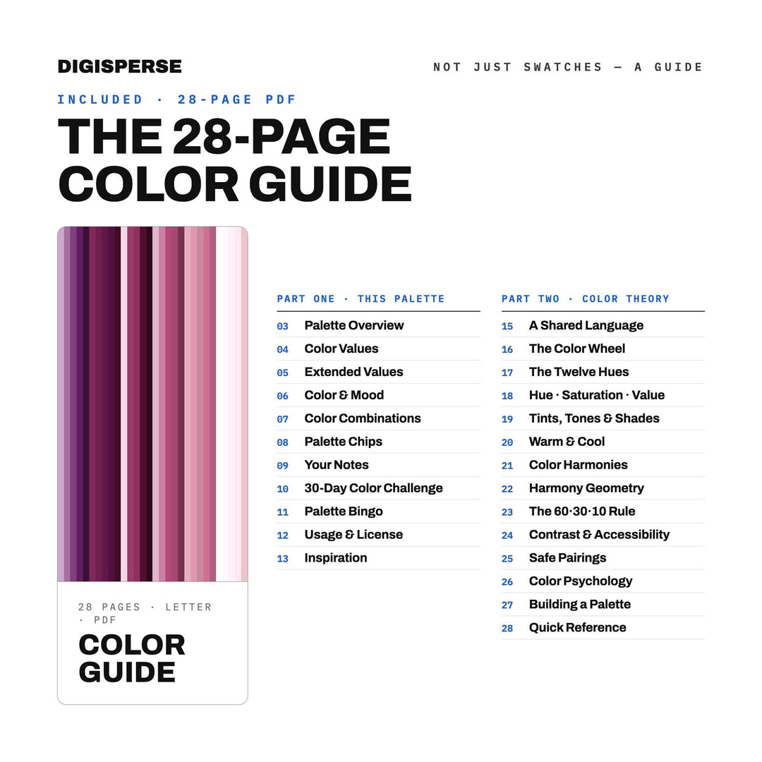 Plum Wine Color Palette | 30 Colors | Hex RGB CMYK | Color Guide | Procreate Swatches + ASE | Digital Download