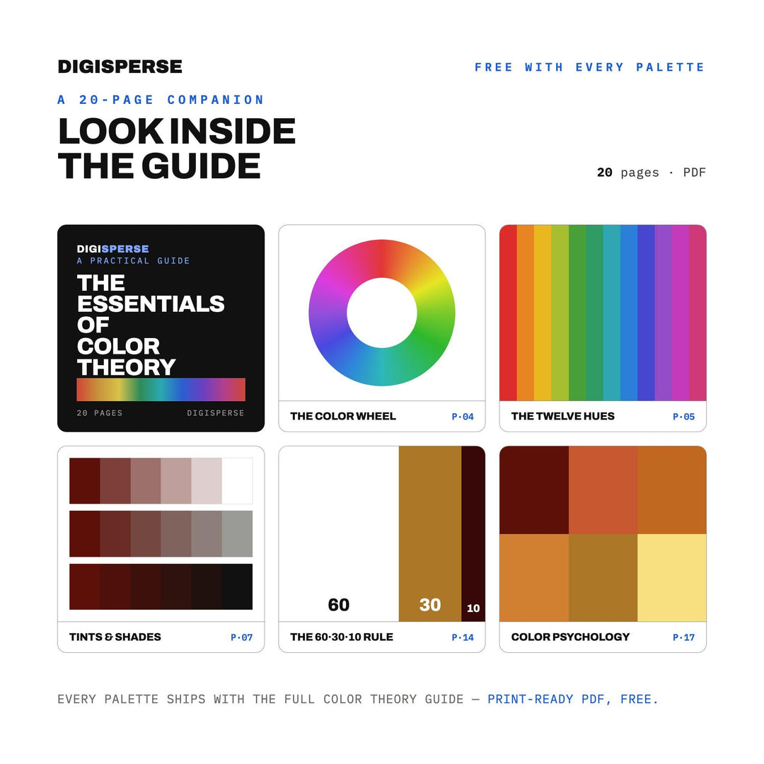 Warm Spice Color Palette for Tropical Kitchen Art and Earthy Branding, 30 Tamarind Brown Hues, Procreate Swatches, Hex Codes