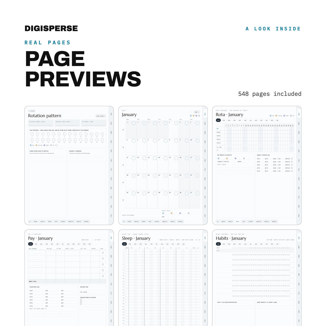 Nurse Shift Planner 2027 Dated | Clinical Rotation, Pay, Sleep Trackers (Digital PDF)