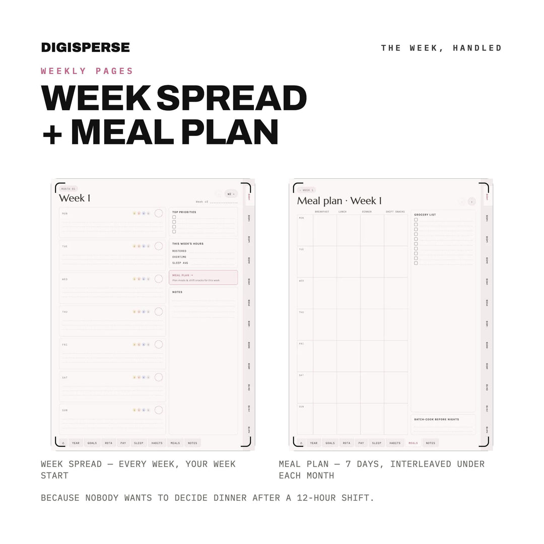 Cozy Pastel Shift Worker Planner | Undated Rotation, Pay, Sleep Trackers (Digital PDF)