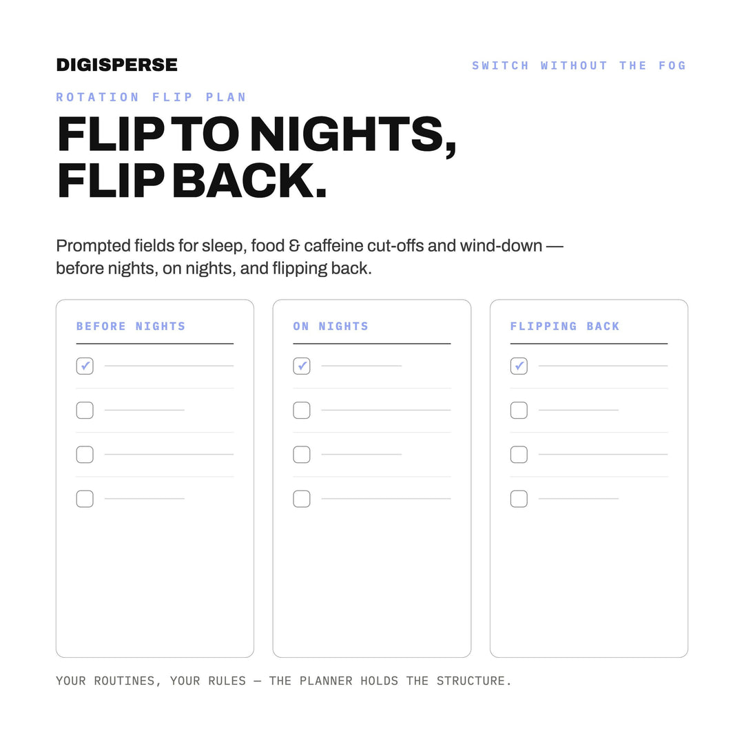 Night Shift Planner 2027 Dated | Dark Mode Digital PDF, 548 Hyperlinked Pages | Rotation, Pay + Sleep Trackers | 3 Week Starts Included