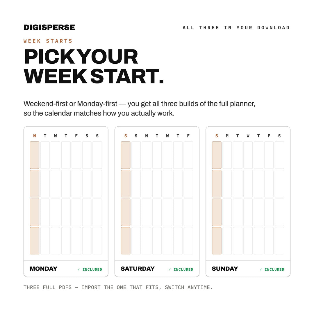 Shift Work Planner July 2026 - June 2027 | Warm Minimal Digital PDF, 548 Pages | Rotation, Pay + Sleep Trackers | 3 Week Starts Included