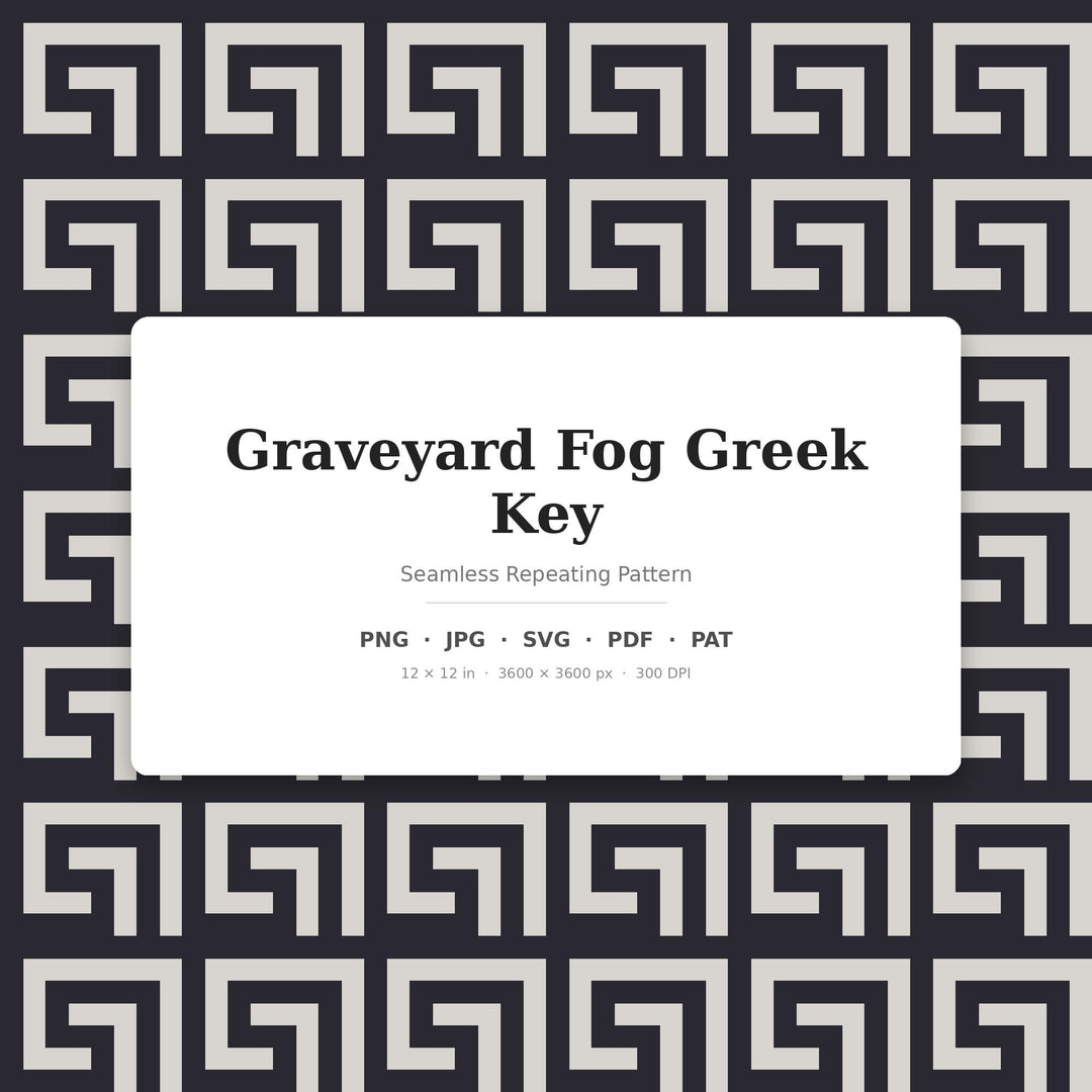 Graveyard Fog Greek Key Seamless Pattern | Gothic Halloween Digital Paper (svg, png, jpg, pdf)