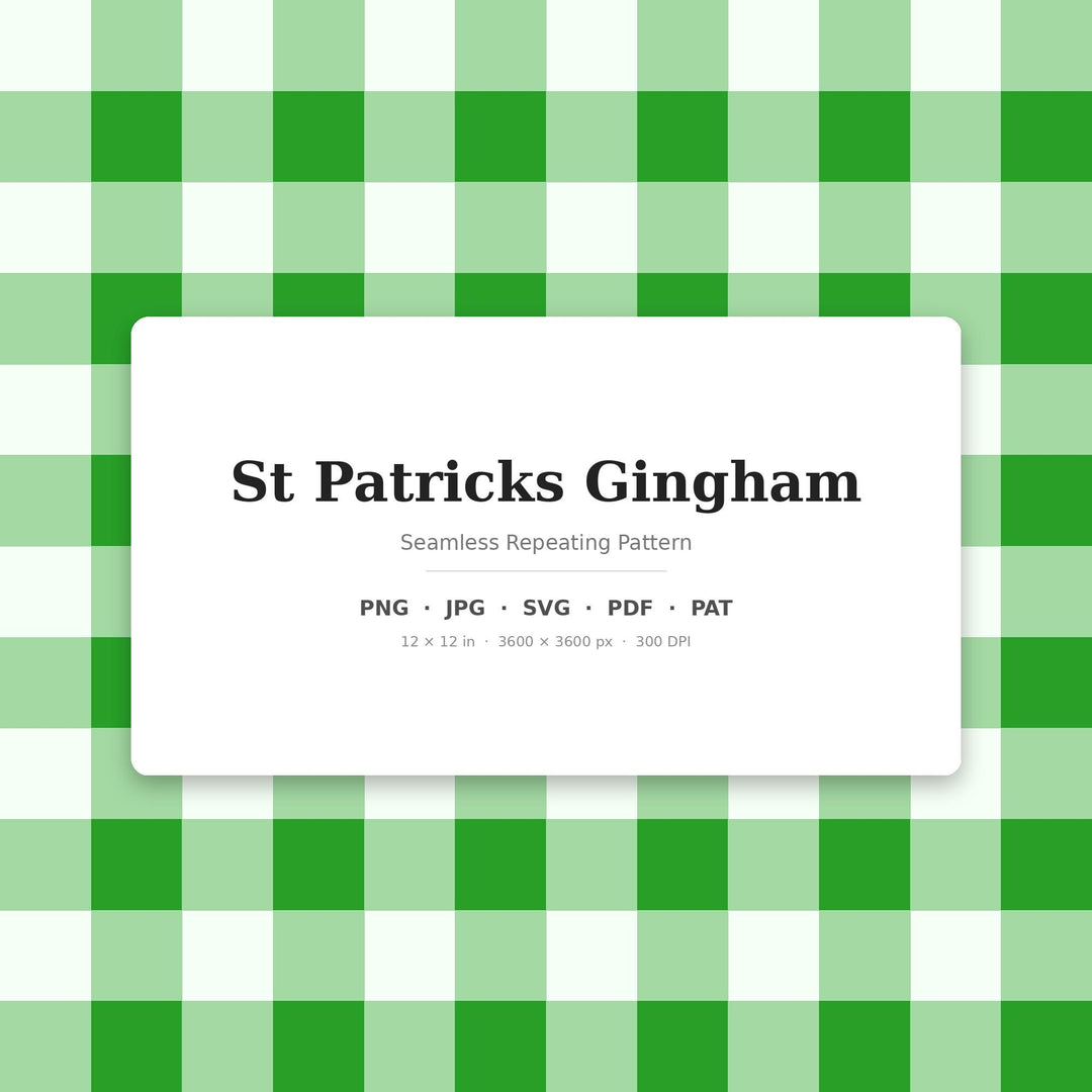 St Patricks Gingham Seamless Pattern | Shamrock Green Digital Paper (Digital Download)