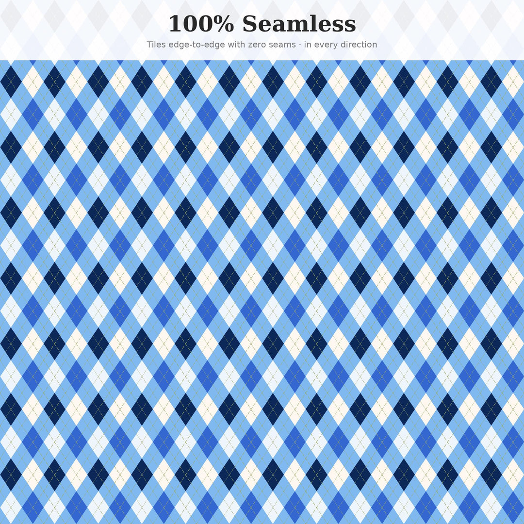 Aegean Classic Argyle Seamless Pattern | Multi-Color Aegean Blue | .png .jpg .svg .pdf .pat | Digital Paper | Fabric & Surface Design