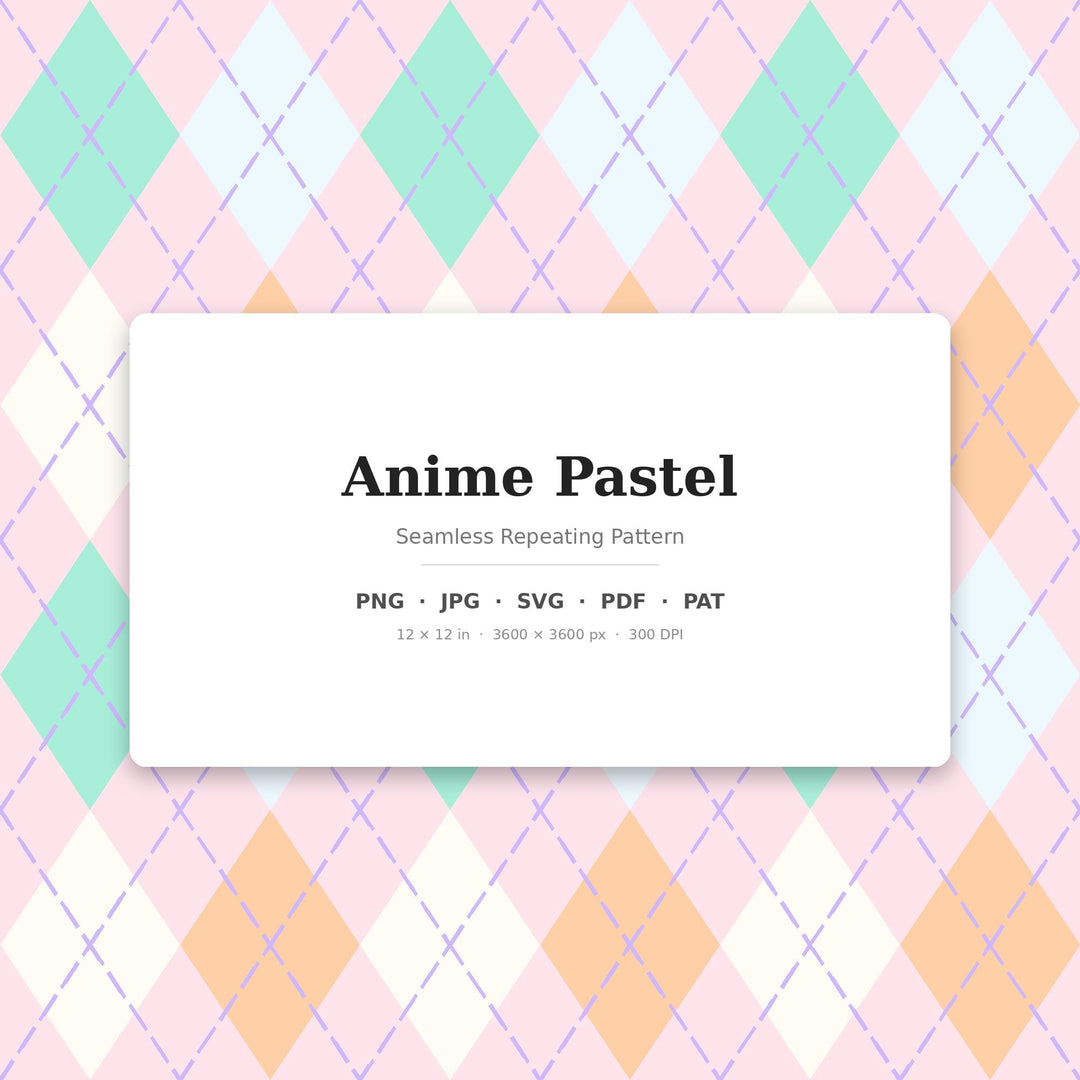 Anime Classic Argyle Seamless Pattern | Multi-Color Anime Pastel | .png .jpg .svg .pdf .pat | Digital Paper | Fabric & Surface Design