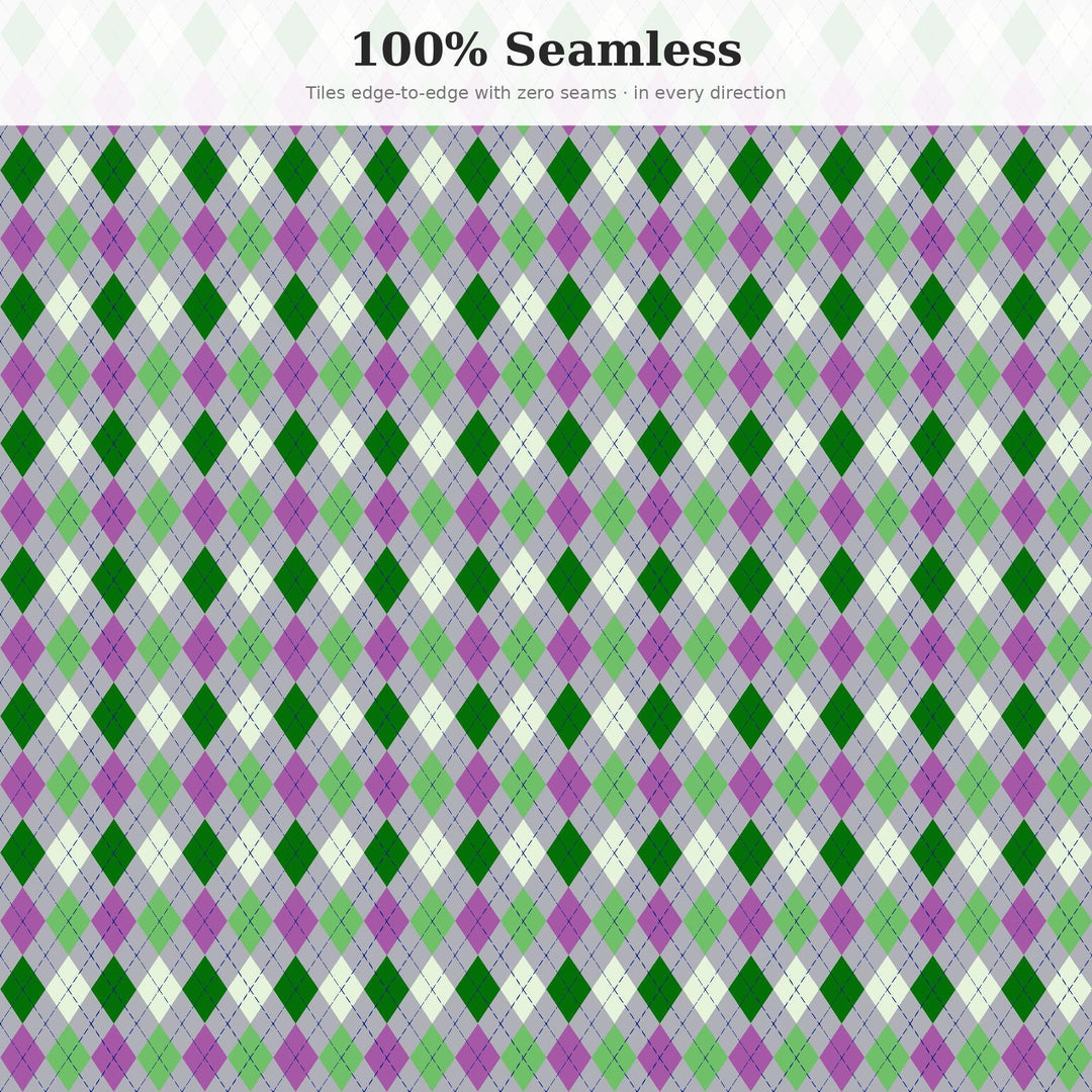 April Showers Argyle Seamless Pattern | Multi-Color Fabric Design (Digital Download)