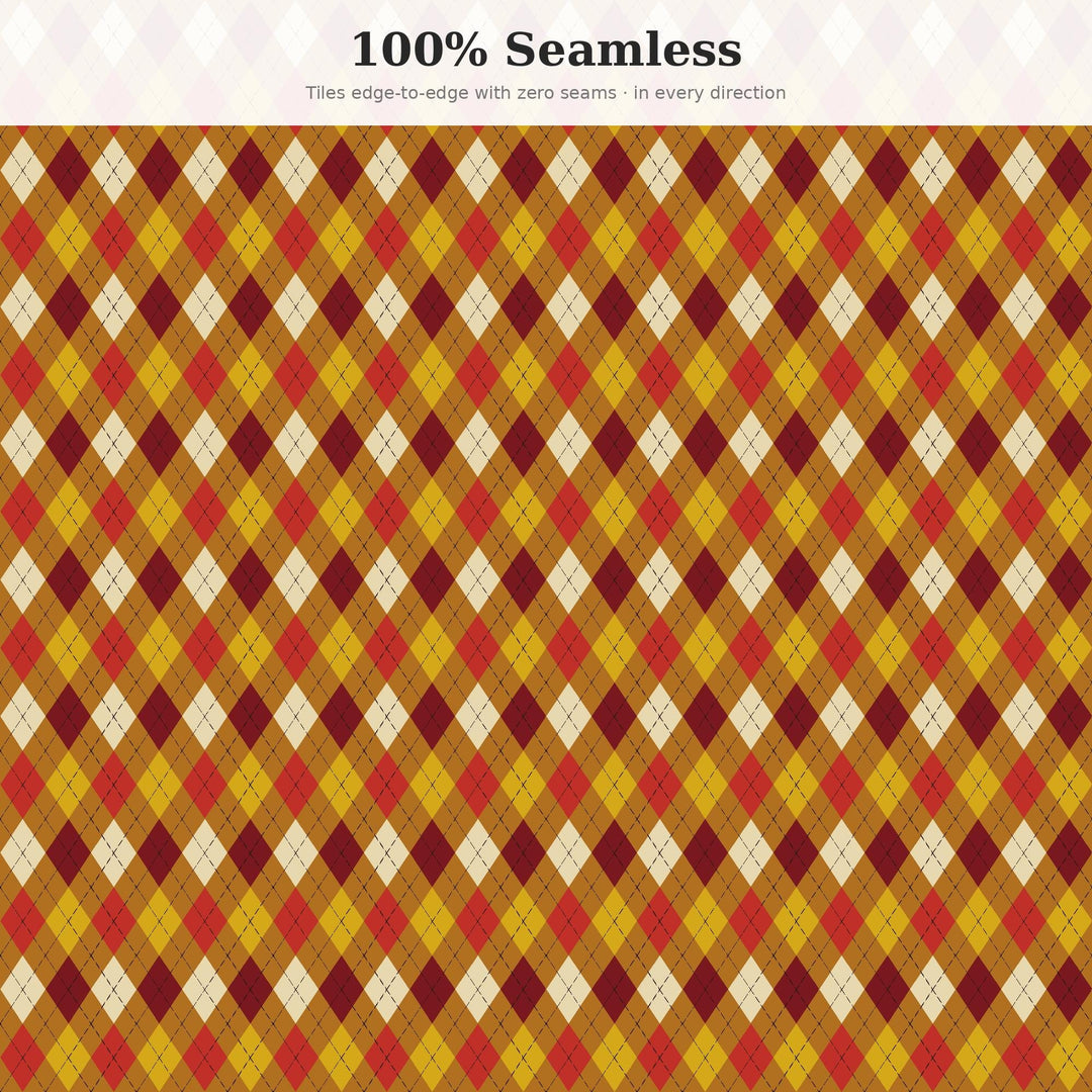 Autumn Classic Argyle Seamless Pattern | Multi-Color Autumn Harvest | .png .jpg .svg .pdf .pat | Digital Paper | Fabric & Surface Design