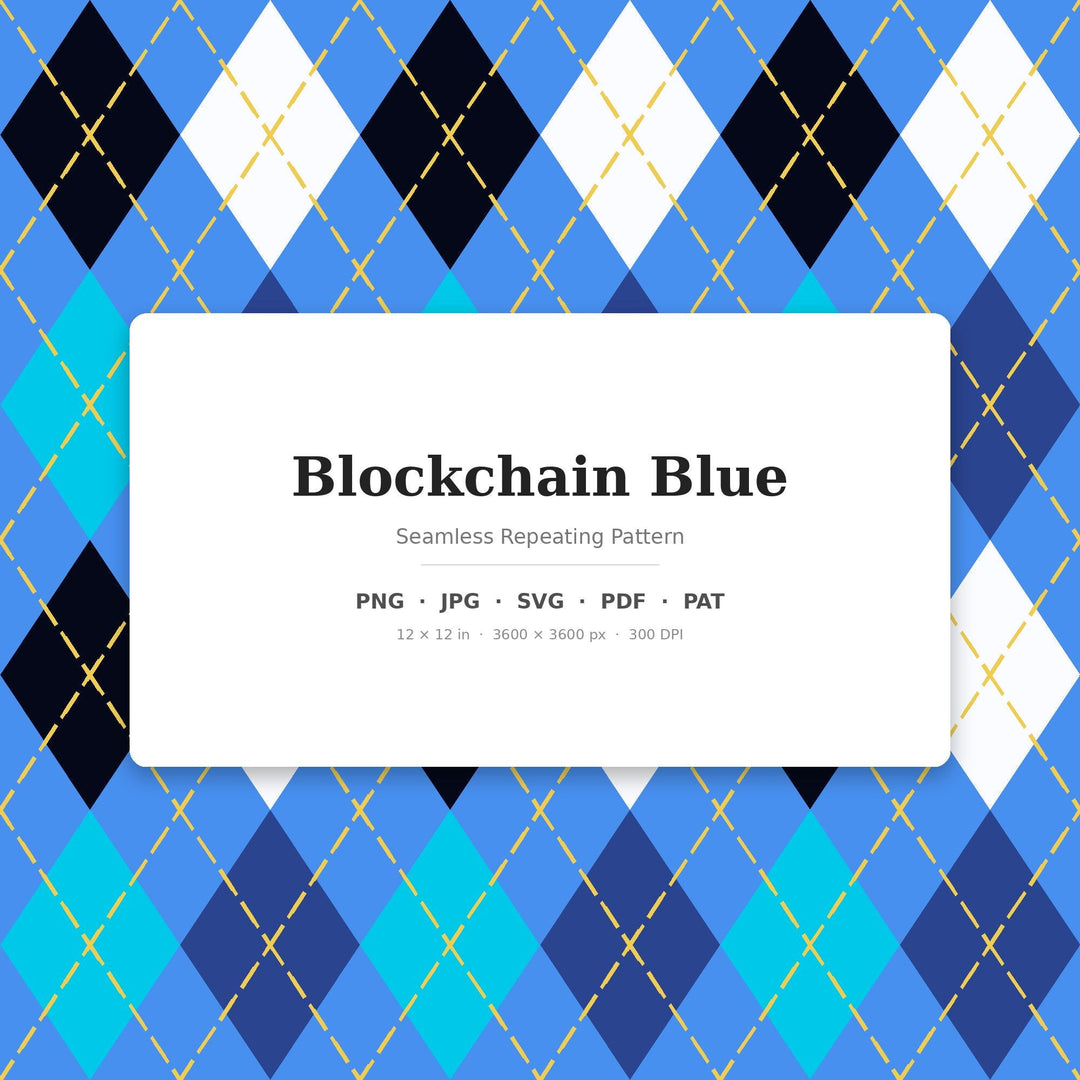 Blockchain Blue Argyle Seamless Pattern | Digital Download (png, jpg, svg, pdf, pat)