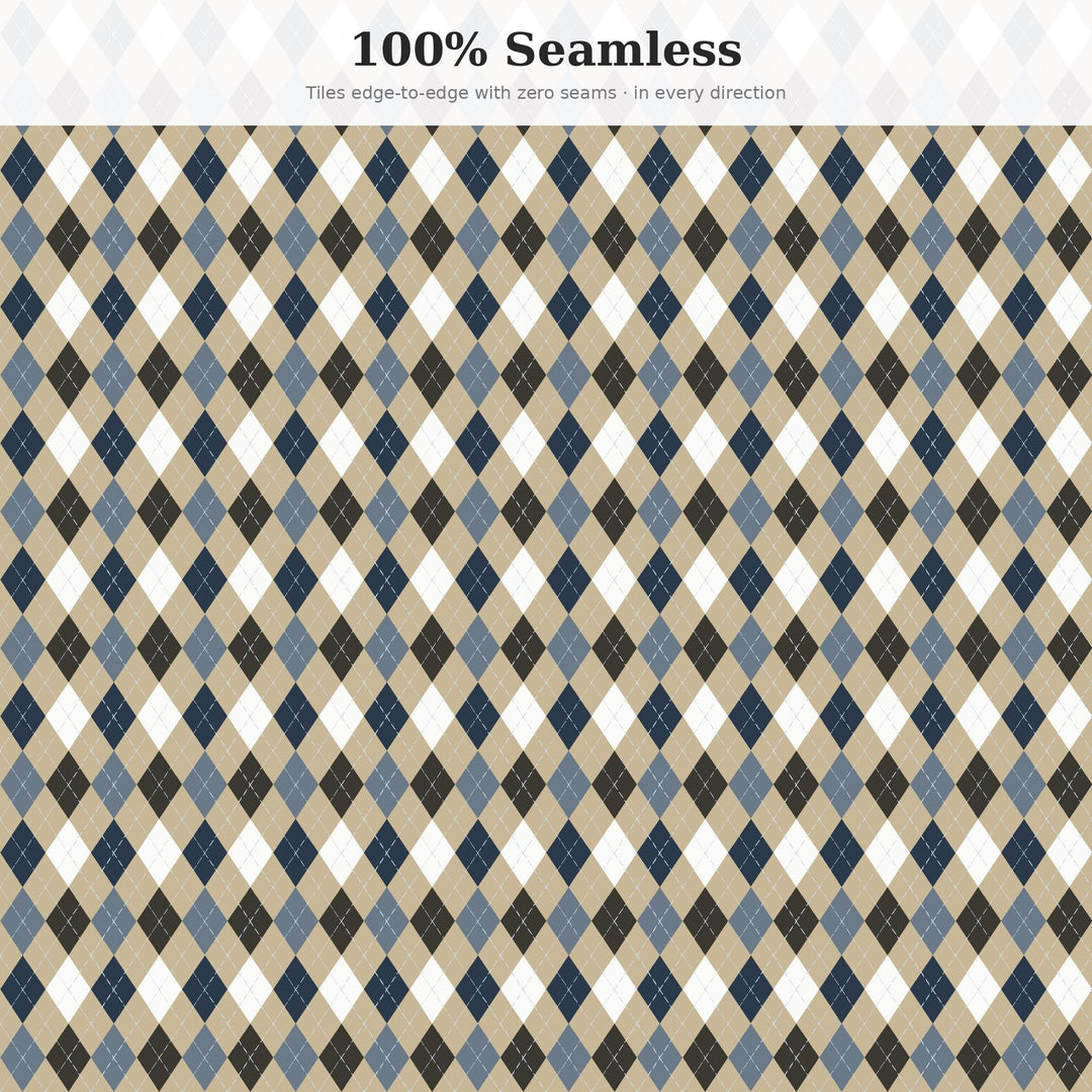 Blue Classic Argyle Seamless Pattern | Blue Cheese Digital Paper (Digital Download)