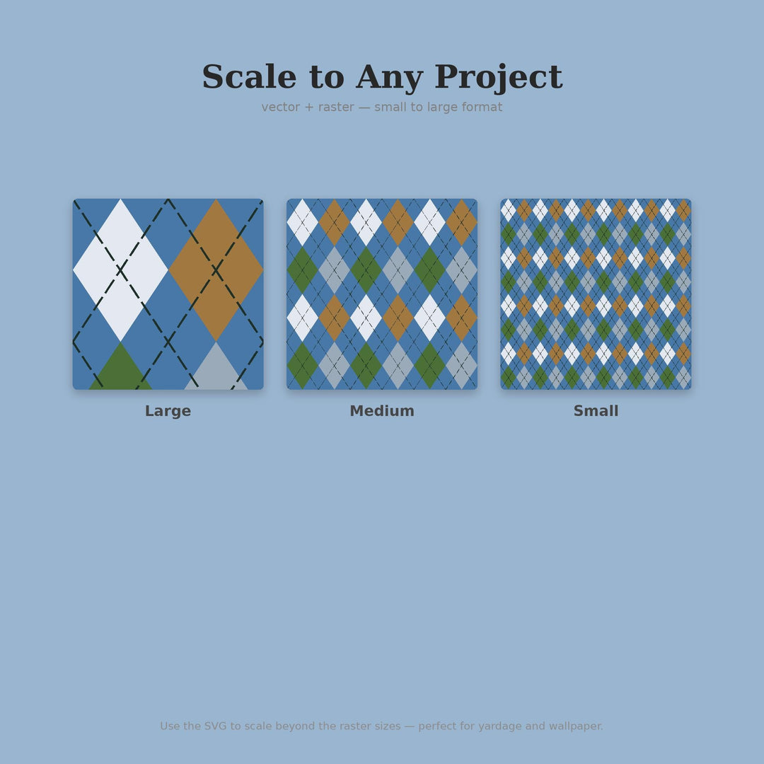 Blue Ridge Mountains Argyle Seamless Pattern | Digital Fabric Design (Digital Download)