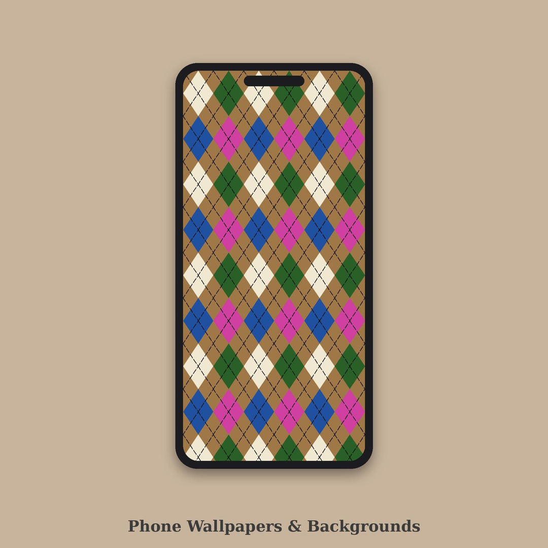 Classic Argyle Bookshelf Rainbow Shelfie Seamless Pattern (Digital Download)