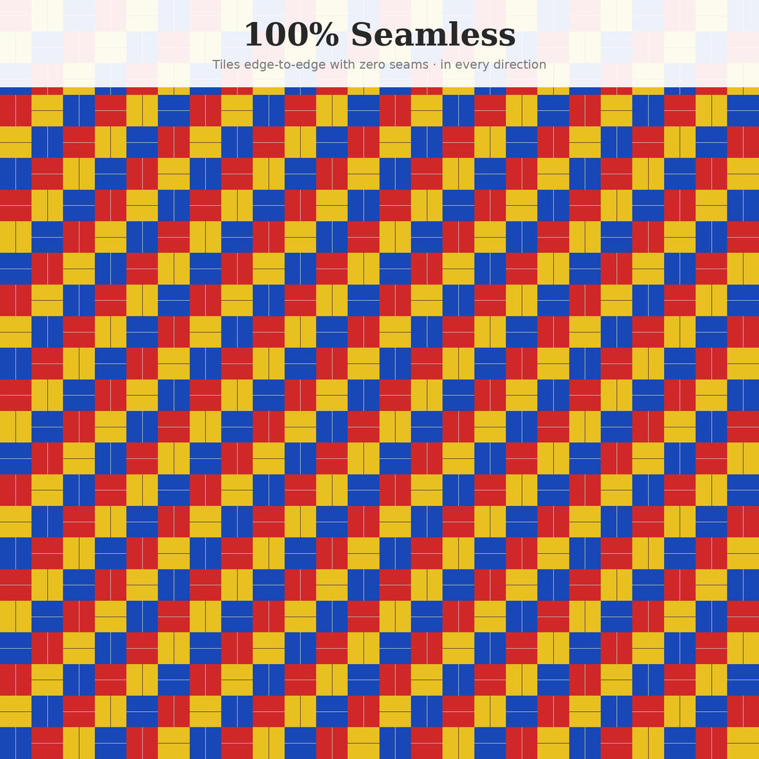 Bauhaus Basketweave Seamless Pattern | Red Yellow Blue Digital Paper (svg, png, jpg, pdf, pat)