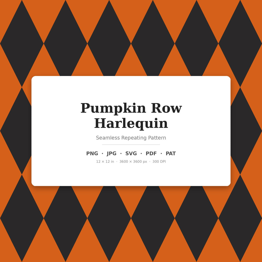 Pumpkin Row Harlequin Seamless Pattern | Orange Charcoal Diamonds (Digital Download)