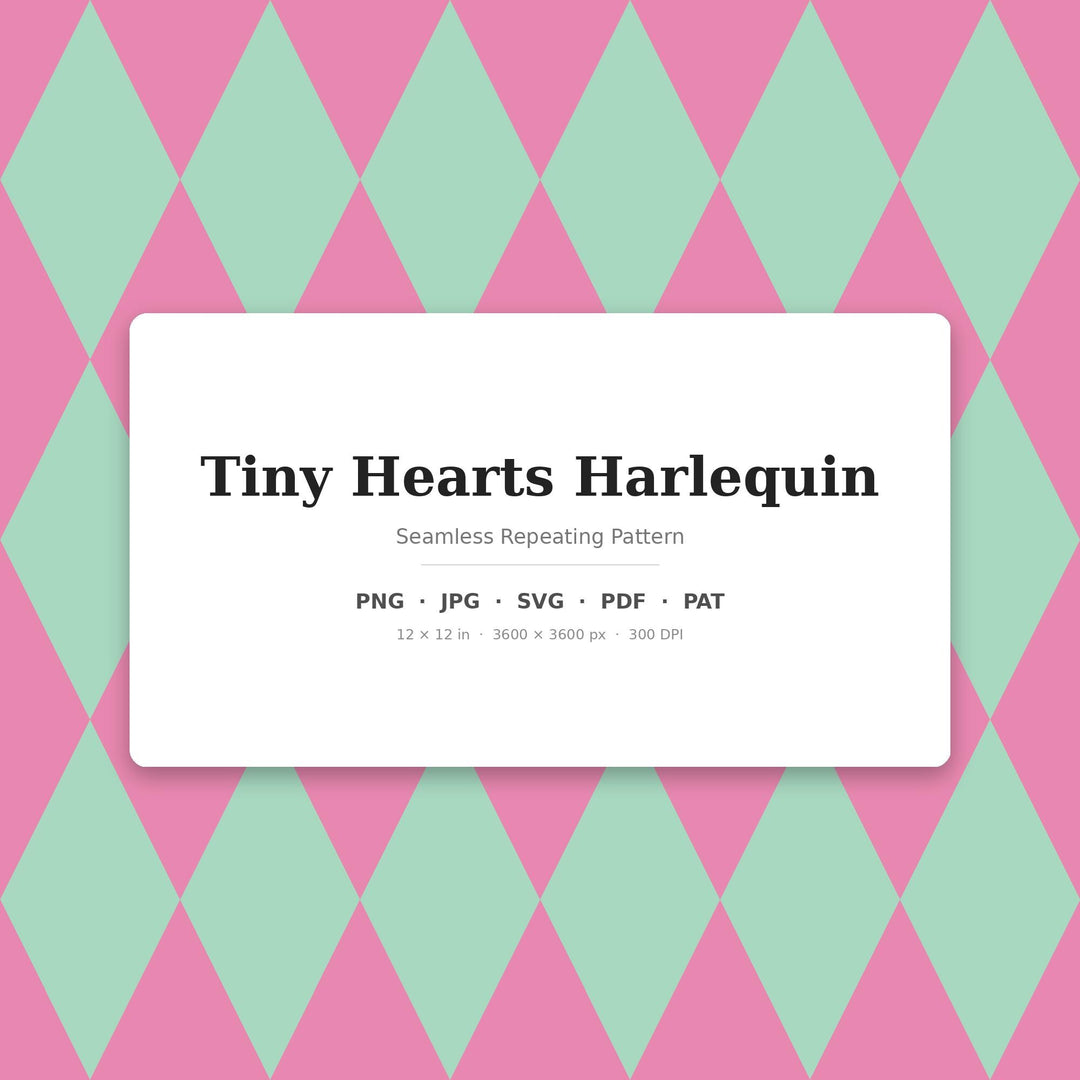 Tiny Harlequin Seamless Pattern | Multi-Color Tiny Hearts Harlequin | .png .jpg .svg .pdf .pat | Digital Paper | Fabric & Surface Design