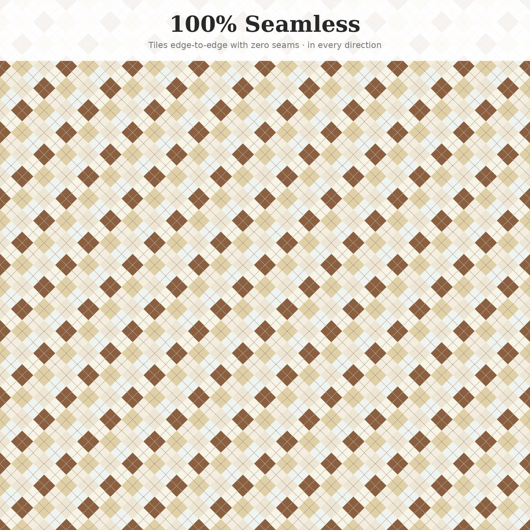 Coconut Argyle Seamless Pattern | Multi-Color Coconut Cream Argyle | .png .jpg .svg .pdf .pat | Digital Paper | Fabric & Surface Design
