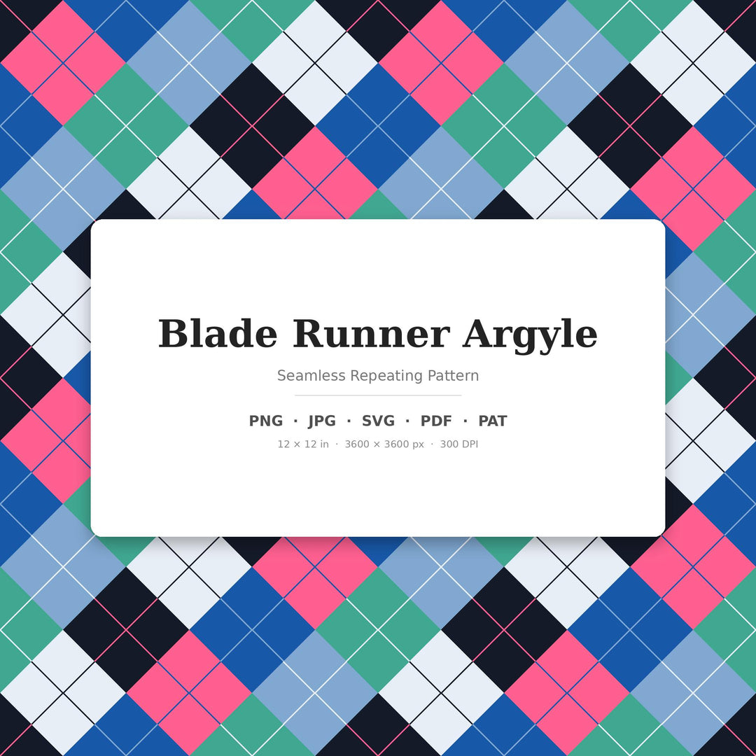 Blade Runner Argyle Seamless Pattern | Multi-Color Digital Paper (Digital Download)