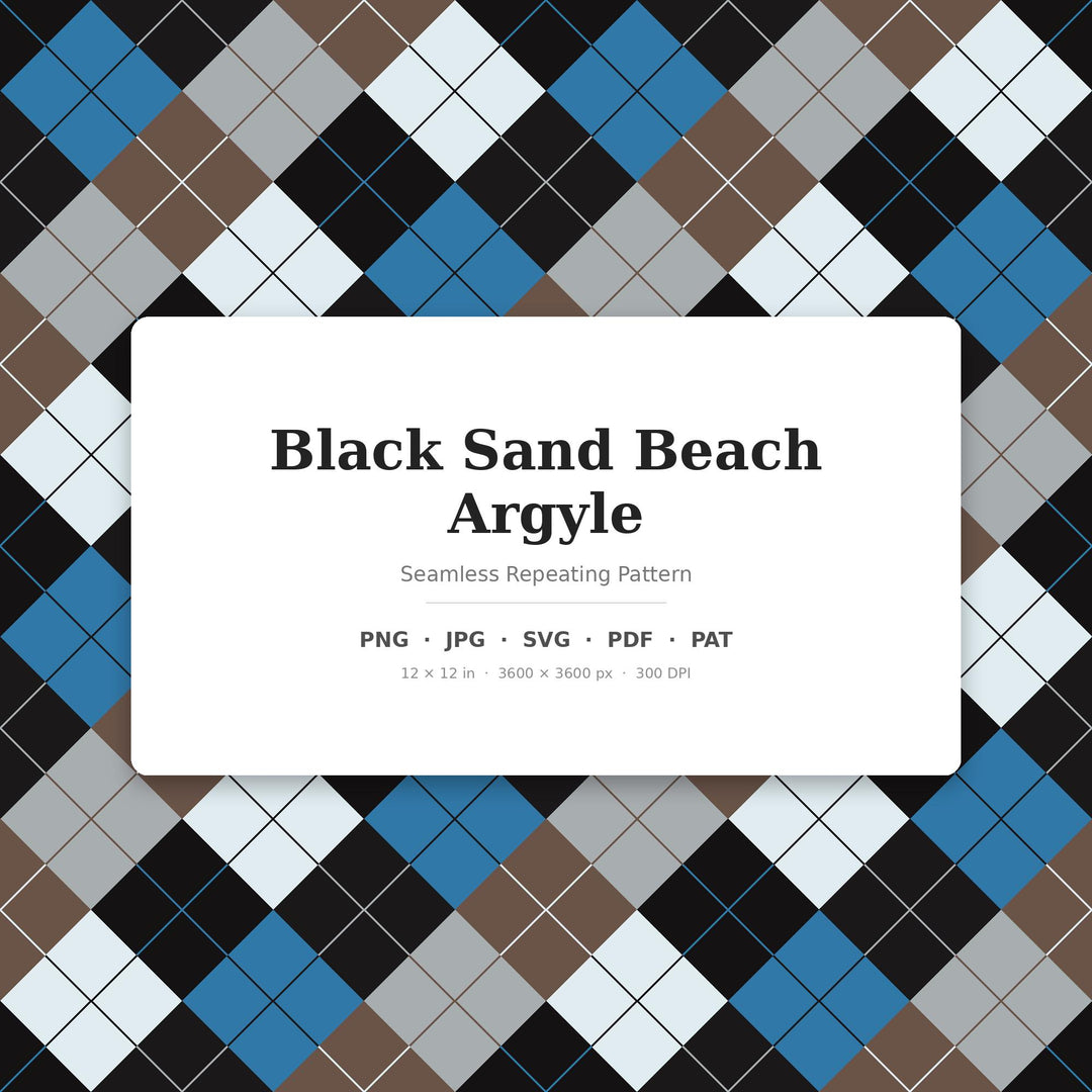 Black Sand Beach Argyle Digital Paper for Coastal Craft Projects, Seamless Volcanic Diamond Lattice for Fabric and Scrapbooking