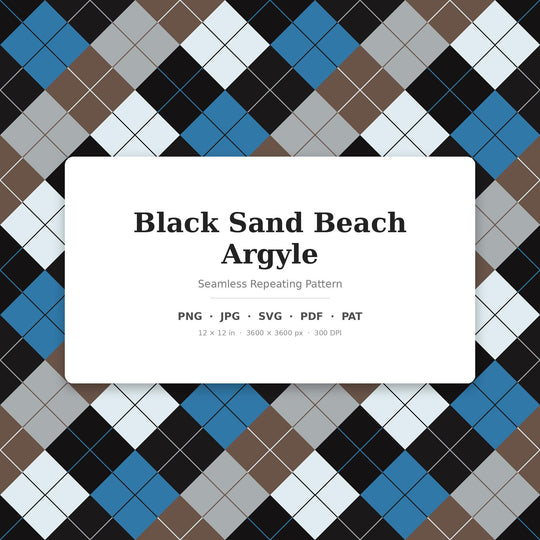 Black Sand Beach Argyle seamless pattern set — main preview