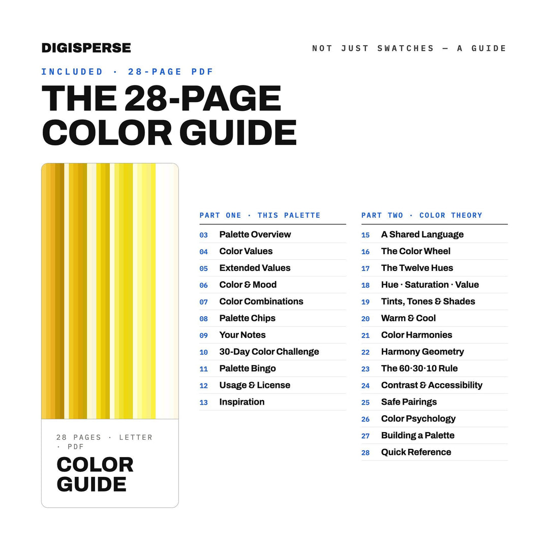 Lemon Curd Color Palette | 30 Colors | Hex RGB CMYK | Color Guide | Procreate Swatches + ASE | Digital Download