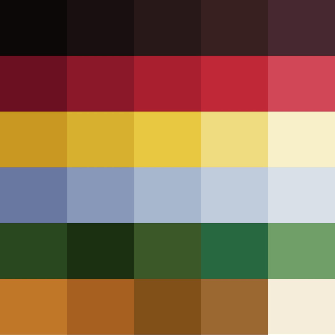 1920s Speakeasy Color Palette | 30 Procreate Swatches, HEX RGB CMYK (Digital Download)