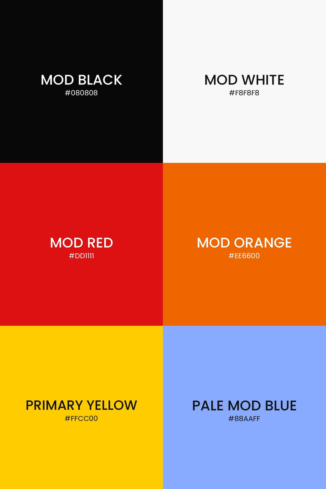 1960s Mod Color Palette | 30 Colors | Hex RGB CMYK | Color Guide | Procreate Swatches + ASE | Digital Download