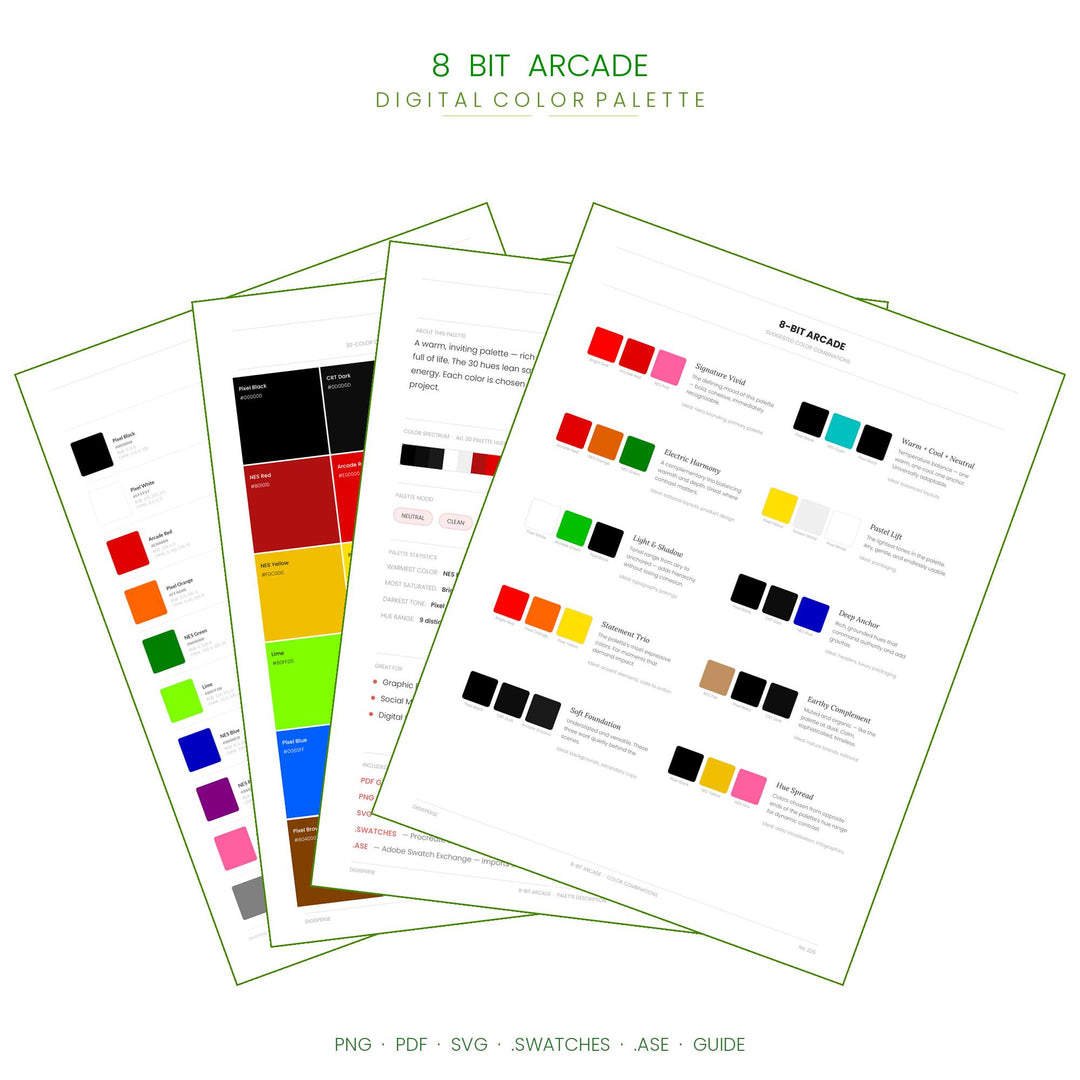 8-Bit Arcade Color Palette | Procreate, ASE Swatches (Digital Download)