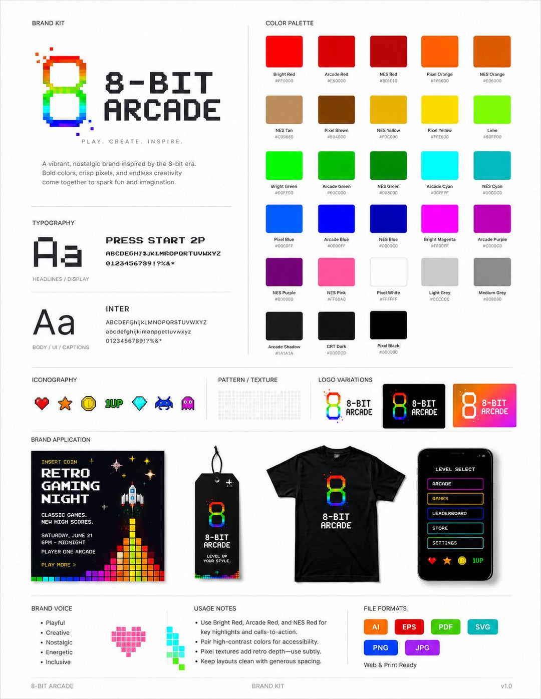 8-Bit Arcade Color Palette | Procreate, ASE Swatches (Digital Download)