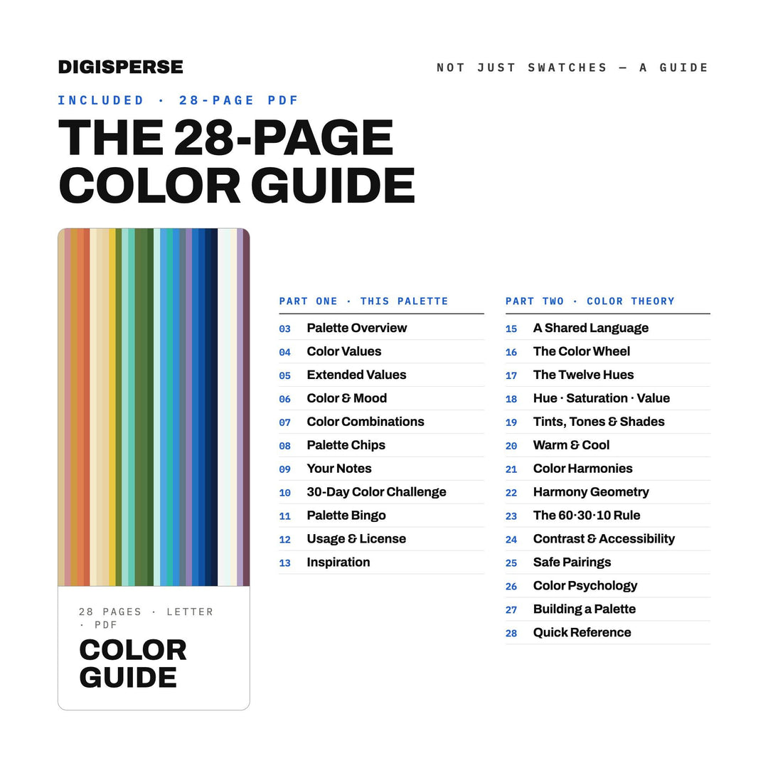 Mediterranean Color Palette | 30 Hex RGB CMYK Swatches (Digital Download)
