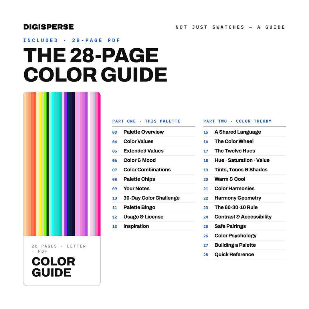 Miami Vice Color Palette | 30 Procreate Swatches, HEX, RGB, CMYK (Digital Download)