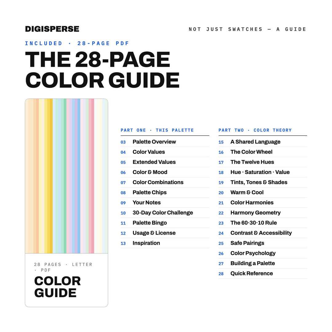 Bliss Color Palette | 30 Procreate Swatches, HEX, RGB, CMYK (Digital Download)