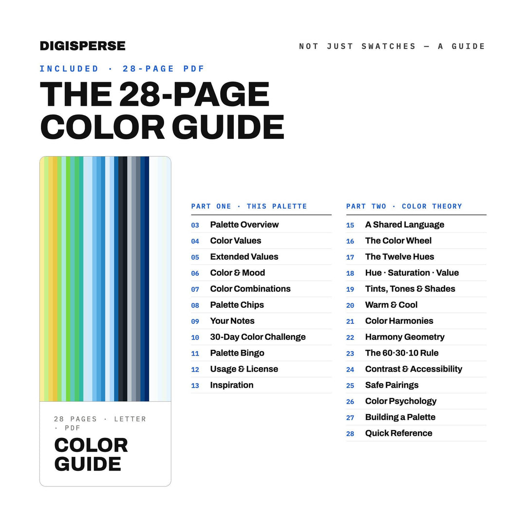 Clean Minimal Color Palette for Calm Wellness Branding and Modern Studio Art, 30 Clarity Fresh Hues, Procreate Swatches, Hex Codes
