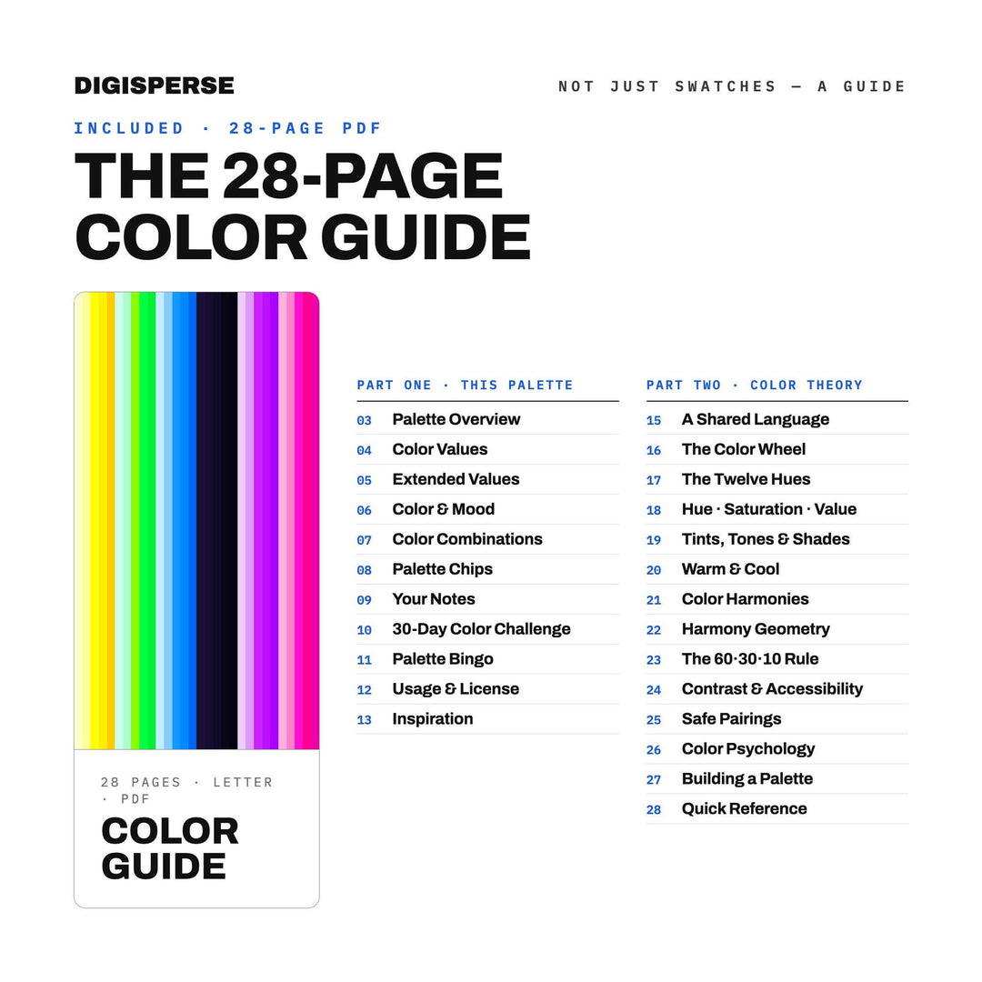 1980s Neon Color Palette | 30 Procreate Swatches, ASE Guide (Digital Download)