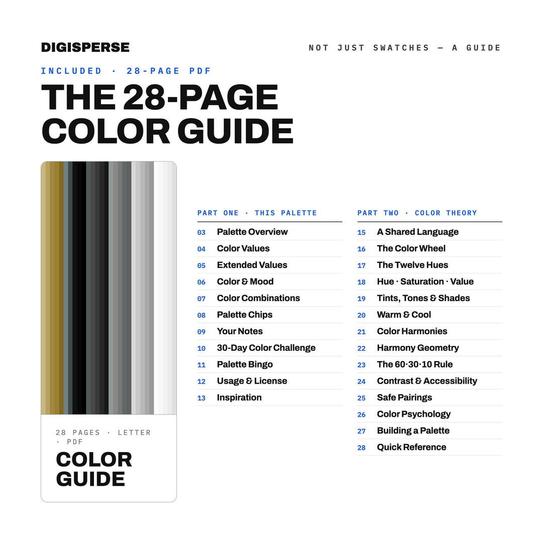 Cinema Noir Color Palette | 30 Colors | Hex RGB CMYK | Color Guide | Procreate Swatches + ASE | Digital Download
