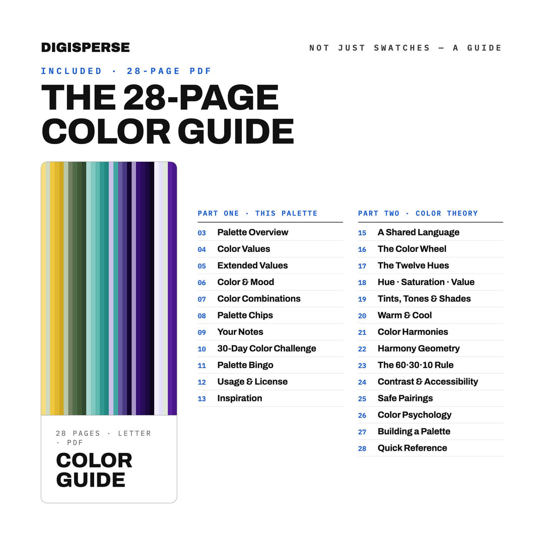 Hidden Realm Color Palette | 30 Colors | Hex RGB CMYK | Color Guide | Procreate Swatches + ASE | Digital Download