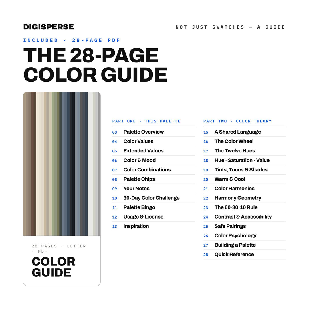 November Gray Color Palette | 30 Colors | Hex RGB CMYK | Procreate Swatches + ASE | Digital Download