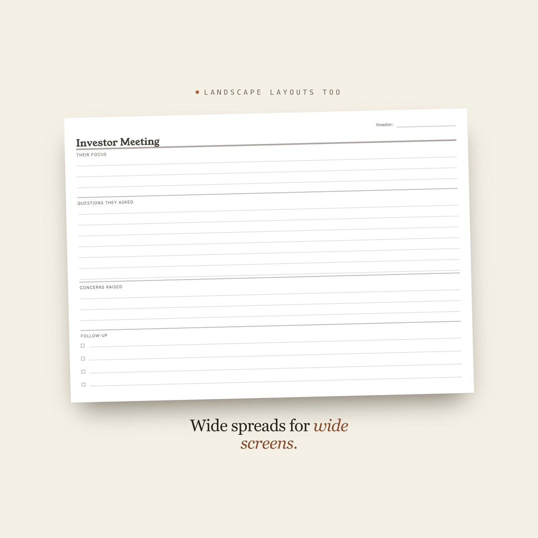 Investor Meeting printable planner insert — preview image 15 of 20