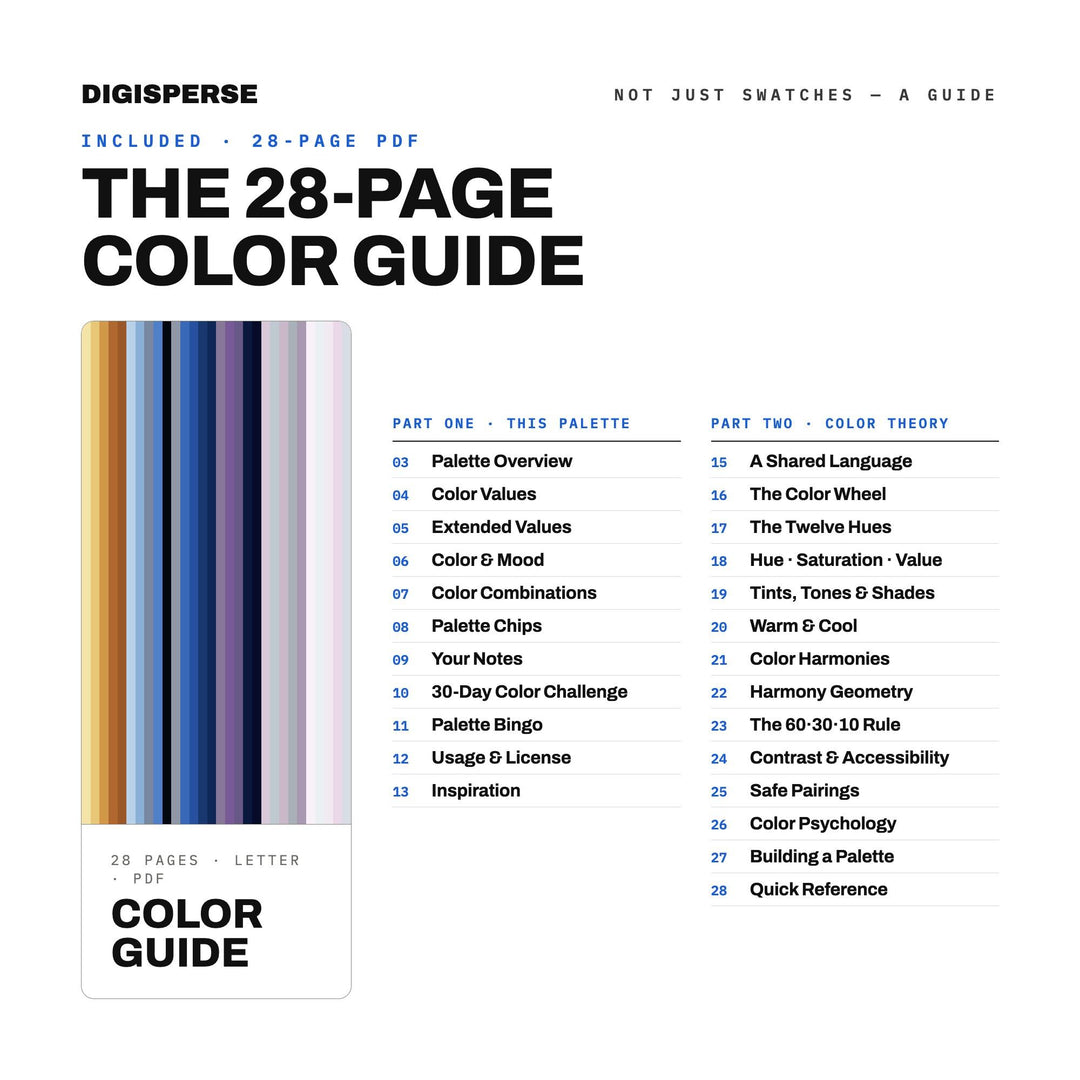 Deep Longing Color Palette | 30 Moody Blue-Violet Tones (Procreate, ASE, PDF)