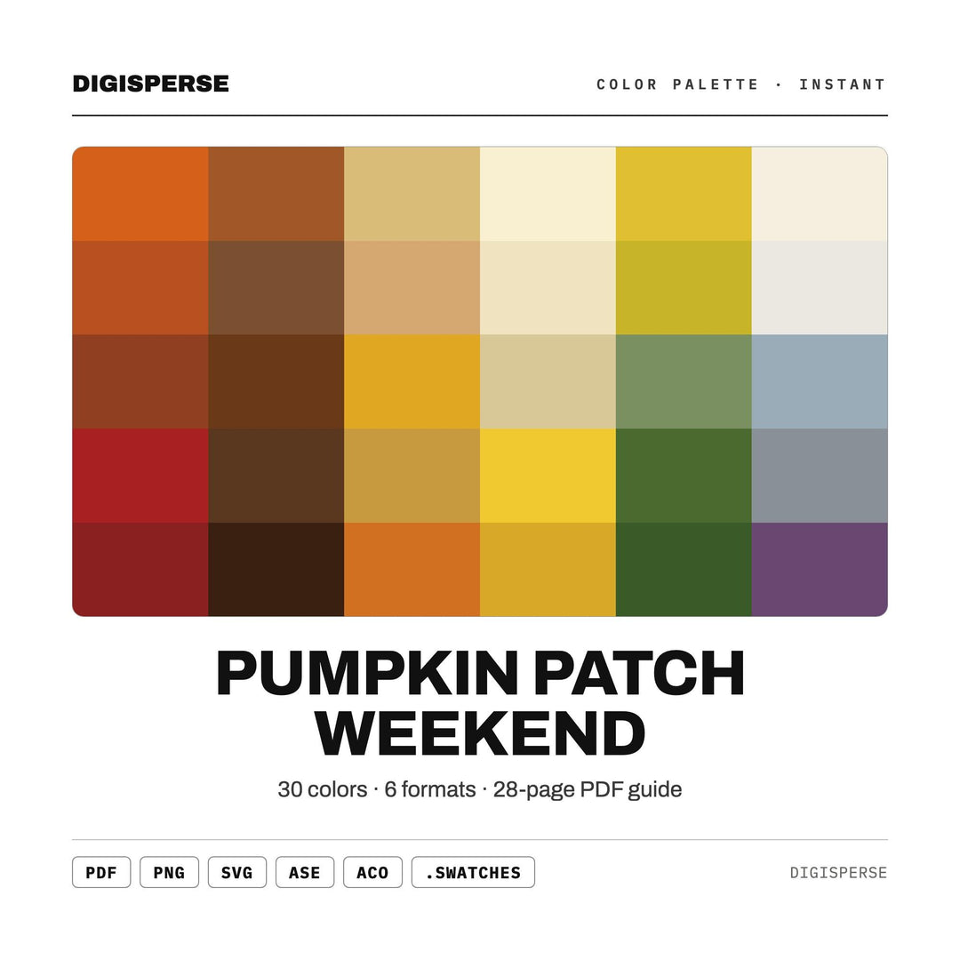 Pumpkin Patch Weekend Color Palette | 30 Autumn Hues, Procreate Swatches (Digital Download)