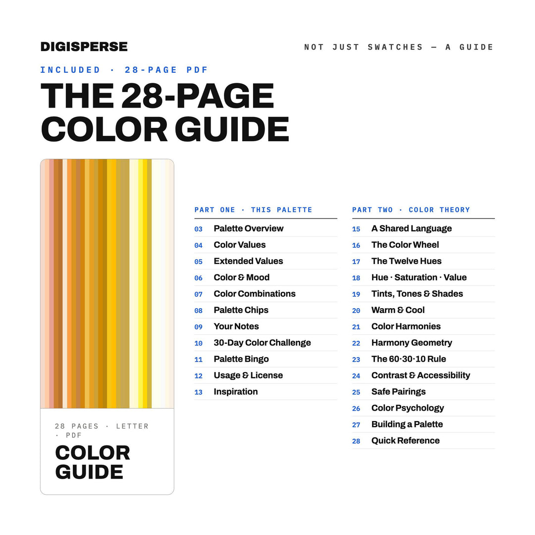 Radiant Gold Color Palette for 50th Anniversary Art and Celebration Branding, 30 Golden Wedding Hues, Procreate Swatches