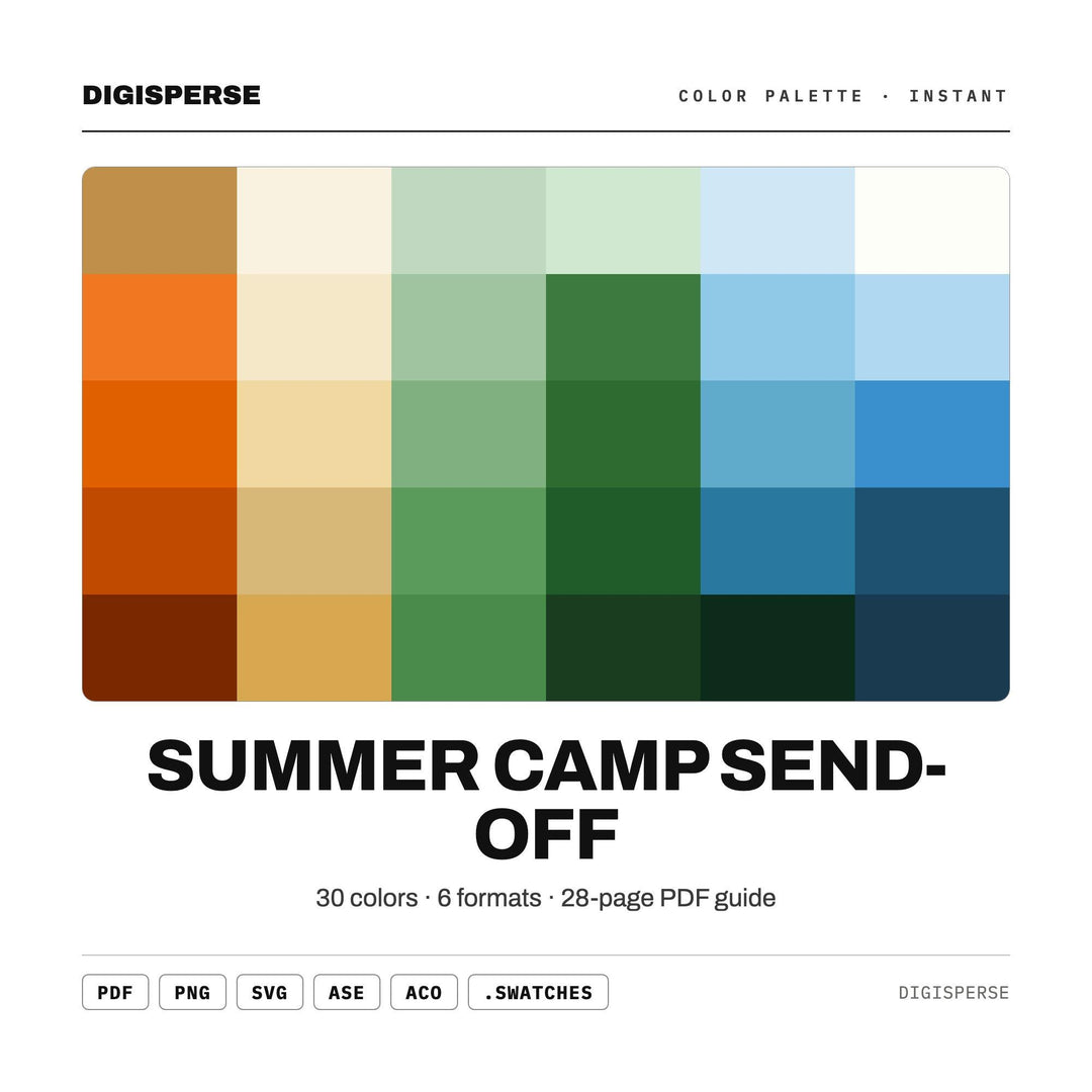 Summer Camp Send-Off Color Palette | 30 Nostalgic Colors (Digital Download)