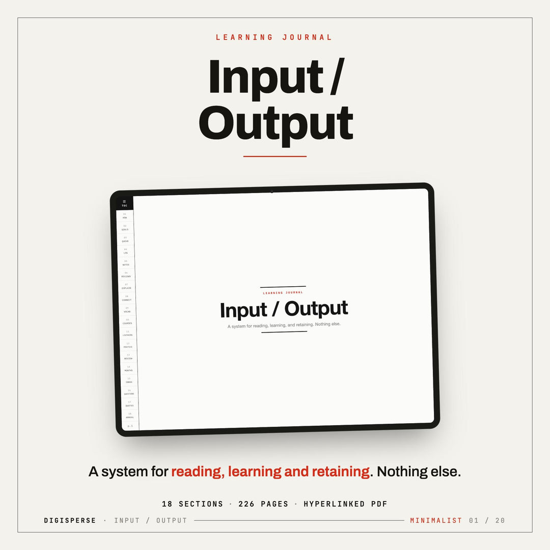 Minimalist Learning Journal | GoodNotes Digital Study Planner PDF | Cornell Notes, Spaced Repetition + Habit Tracker | 5 Dated Formats