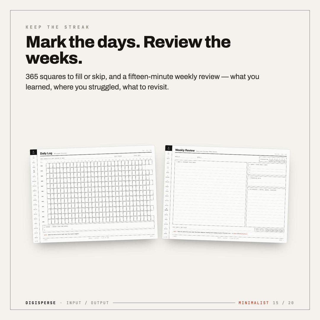 Minimalist Learning Journal | GoodNotes Digital Study Planner PDF | Cornell Notes, Spaced Repetition + Habit Tracker | 5 Dated Formats