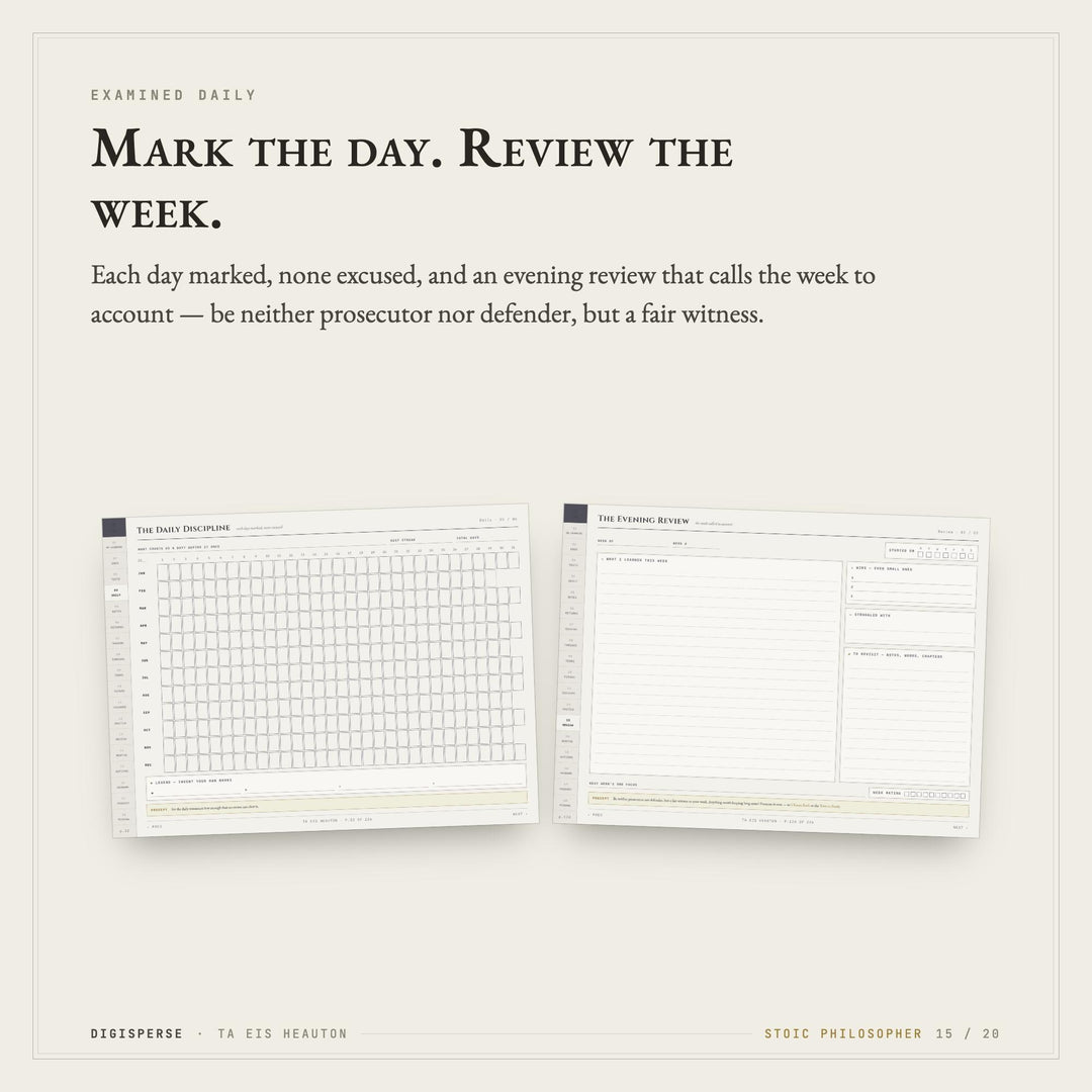 Stoic Learning Journal | GoodNotes Study + Reflection Planner PDF | Cornell Notes, Spaced Repetition, Reading Log | 5 Dated Formats