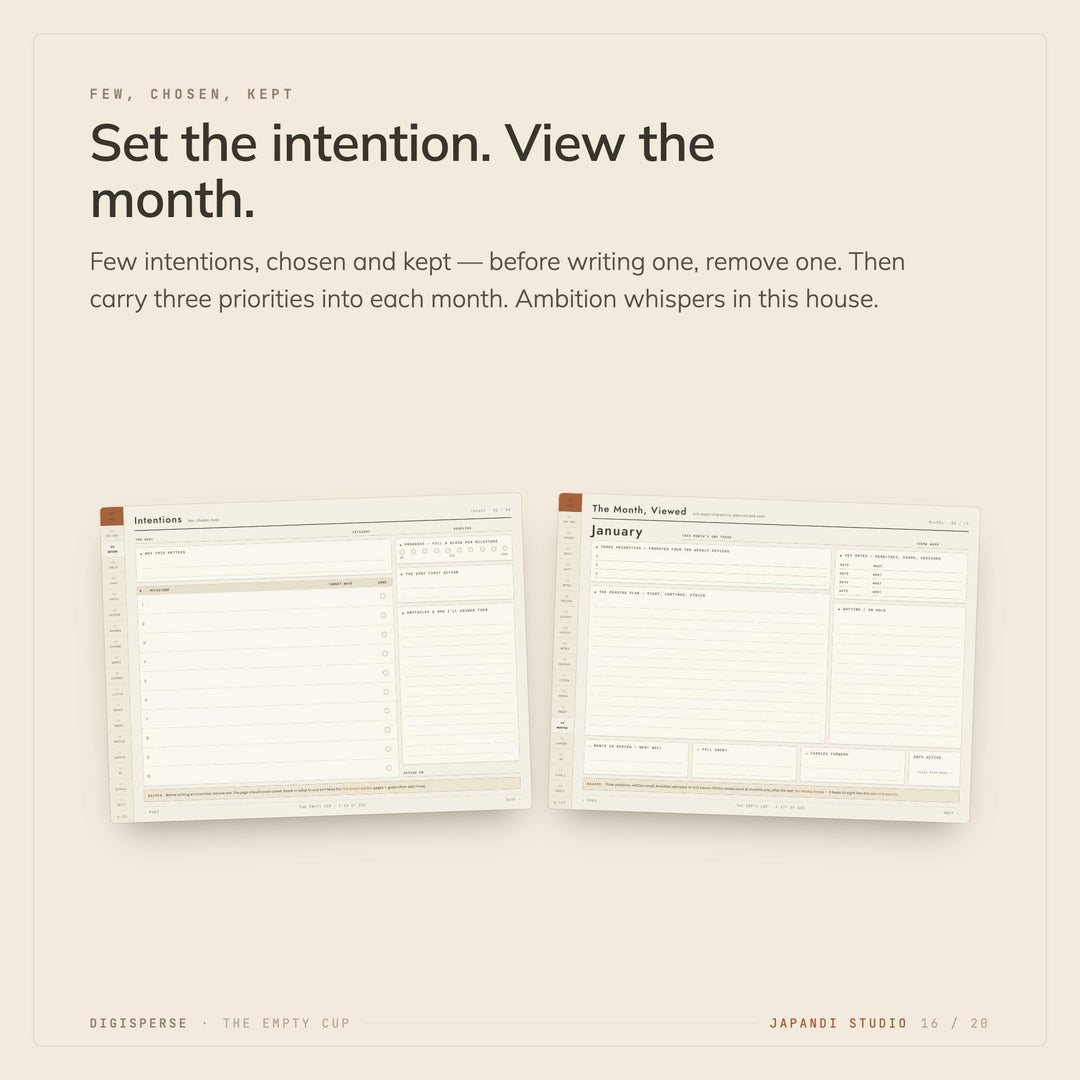 Dated Japandi Learning Journal | Minimal GoodNotes Study Planner (PDF)