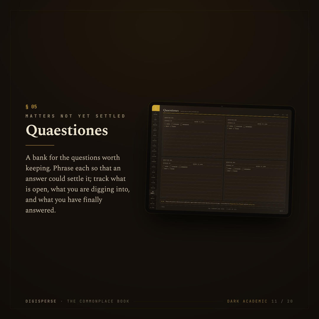 Dated Dark Academia Learning Journal | Cornell Notes, Spaced Repetition (Digital Download)