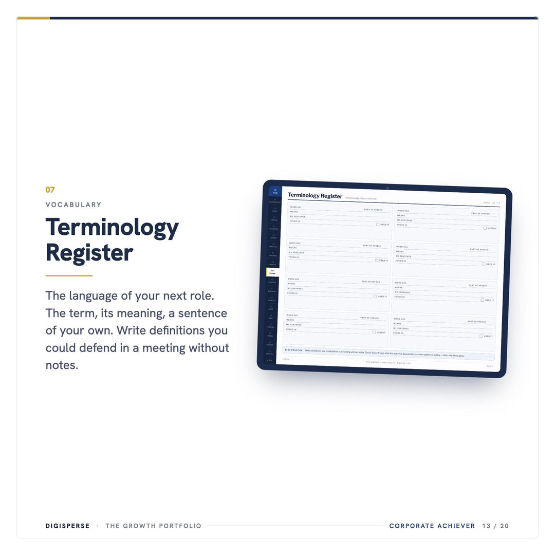 Dated Corporate Achiever Learning Journal | GoodNotes Study Planner (PDF)